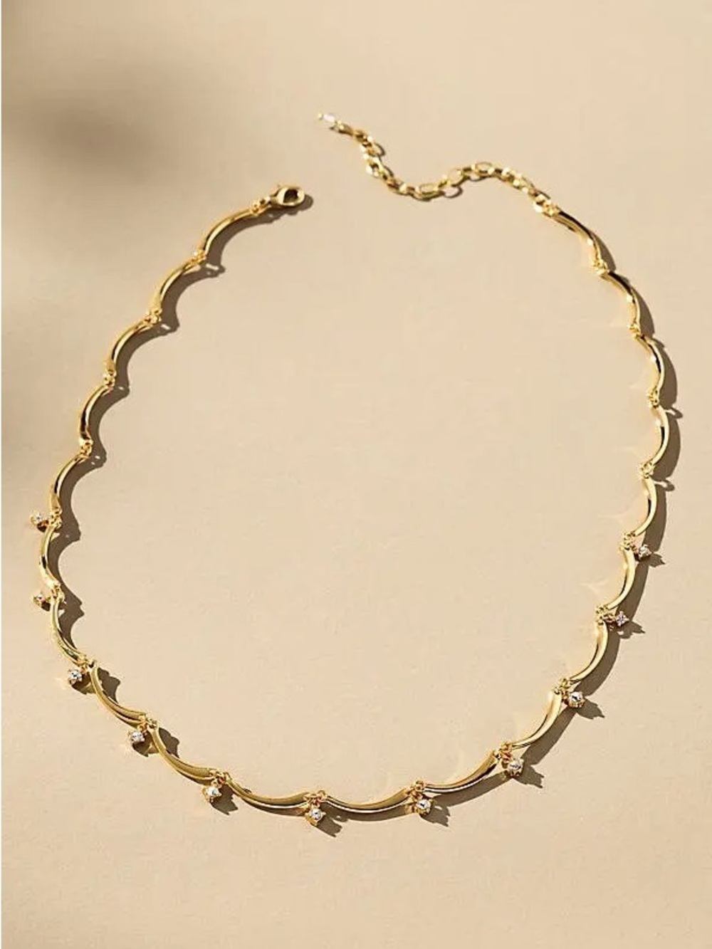 New NWT Anthropologie crystal scallop necklace choker wave design modern
